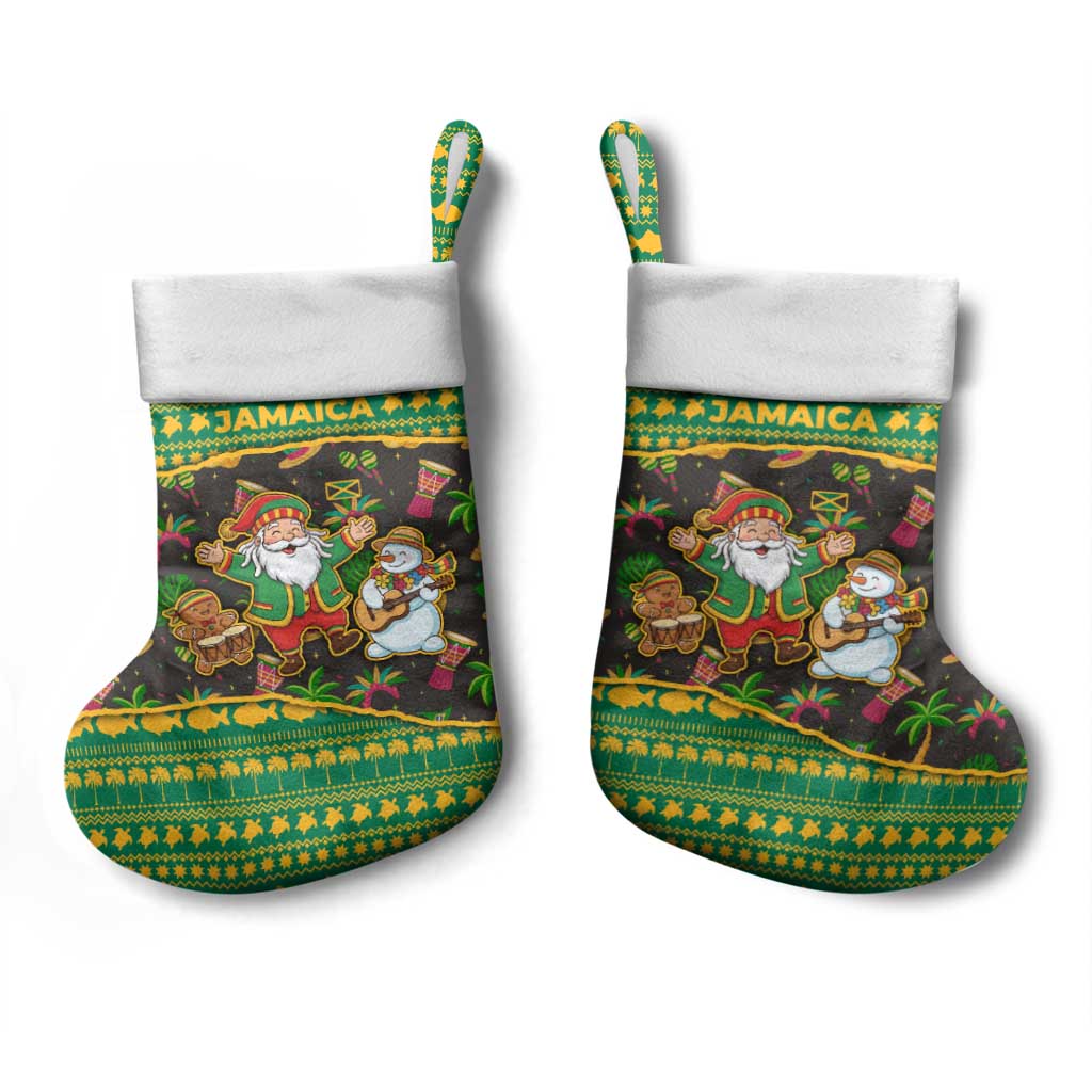 Jamaica Christmas Stocking Rasta Santa Snowman Gingerbread Drummer Palm Trees - African Pride