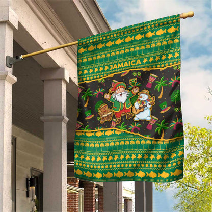 Jamaica Christmas Garden Flag Rasta Santa Snowman Gingerbread Drummer Palm Trees - African Pride