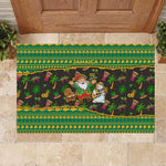 Jamaica Christmas Rubber Doormat Rasta Santa Snowman Gingerbread Drummer Palm Trees - African Pride