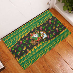 Jamaica Christmas Rubber Doormat Rasta Santa Snowman Gingerbread Drummer Palm Trees - African Pride
