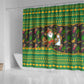Jamaica Christmas Shower Curtain Rasta Santa Snowman Gingerbread Drummer Palm Trees - African Pride
