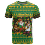 Jamaica Christmas T shirt Rasta Santa Snowman Gingerbread Drummer Palm Trees - African Pride