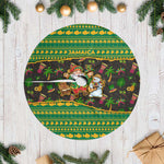 Jamaica Christmas Tree Skirt Rasta Santa Snowman Gingerbread Drummer Palm Trees - African Pride