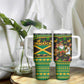 Jamaica Christmas Tumbler With Handle Rasta Santa Snowman Gingerbread Drummer Palm Trees - African Pride