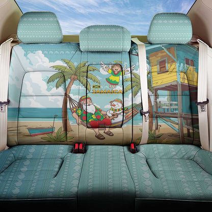 Jamaica Christmas Back Car Seat Cover Rasta Santa Snowman Hammock Angel Palm Trees and Tropical Beach - African Pride