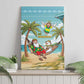 Jamaica Christmas Canvas Wall Art Rasta Santa Snowman Hammock Angel Palm Trees and Tropical Beach - African Pride