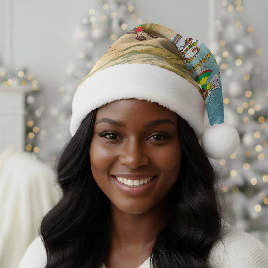 Jamaica Christmas Santa Hat Rasta Santa Snowman Hammock Angel Palm Trees and Tropical Beach - African Pride