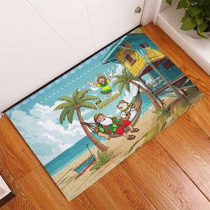 Jamaica Christmas Rubber Doormat Rasta Santa Snowman Hammock Angel Palm Trees and Tropical Beach - African Pride