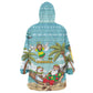 Jamaica Christmas Wearable Blanket Hoodie Rasta Santa Snowman Hammock Angel Palm Trees and Tropical Beach - African Pride