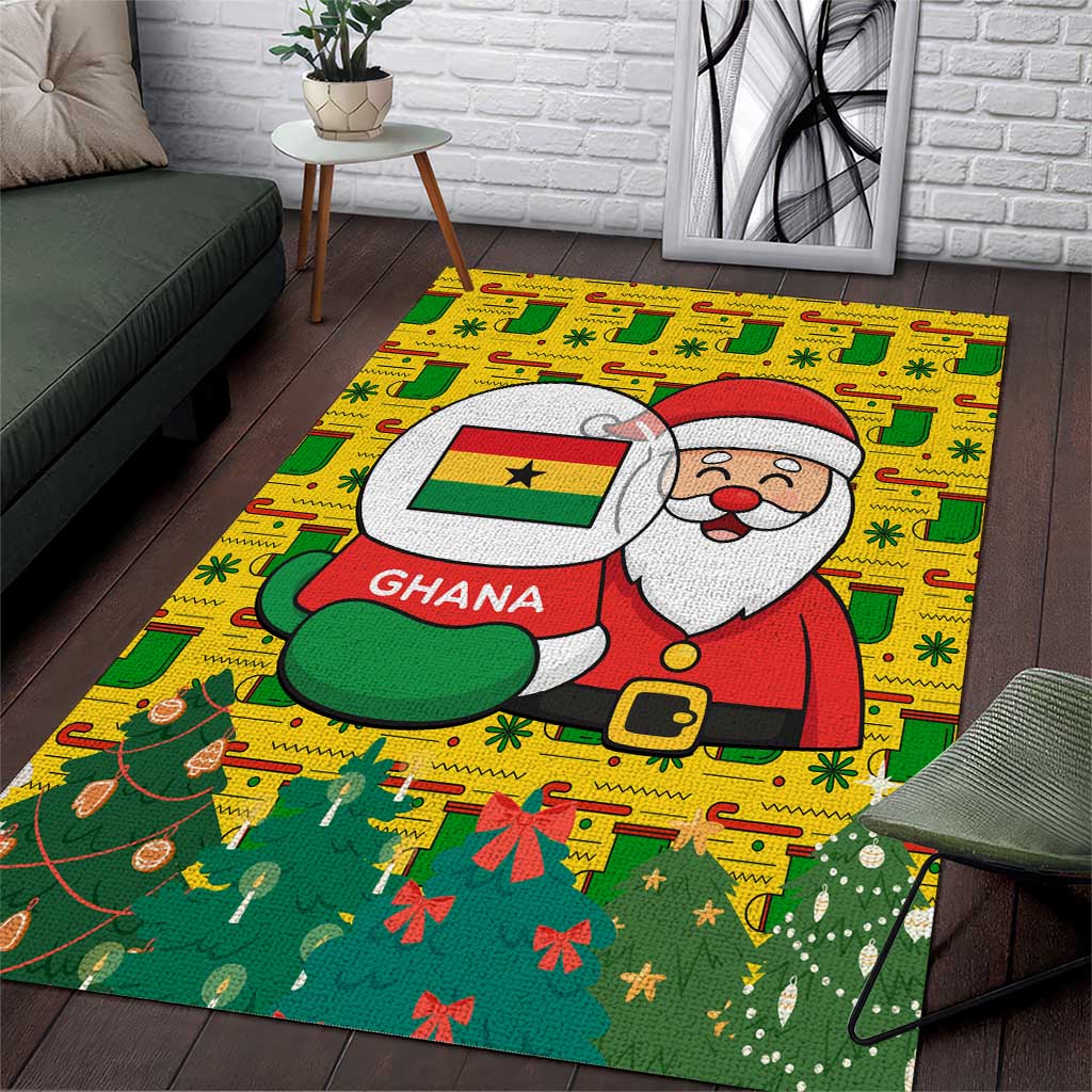 Ghana Christmas Area Rug Santa Ornament National Coat of Arms and Festive - African Pride