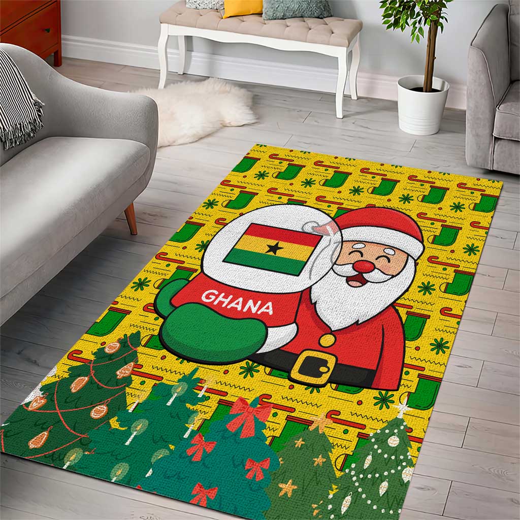 Ghana Christmas Area Rug Santa Ornament National Coat of Arms and Festive - African Pride
