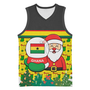 Ghana Christmas Basketball Jersey Santa Ornament National Coat of Arms and Festive TS04