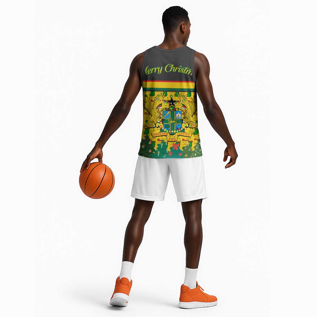 Ghana Christmas Basketball Jersey Santa Ornament National Coat of Arms and Festive TS04