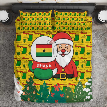 Ghana Christmas Bedding Set Santa Ornament National Coat of Arms and Festive - African Pride