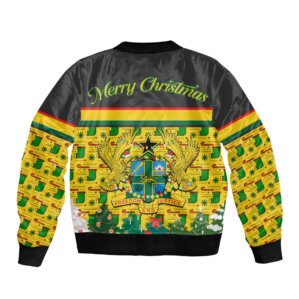Ghana Christmas Bomber Jacket Santa Ornament National Coat of Arms and Festive - African Pride