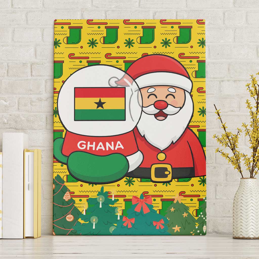 Ghana Christmas Canvas Wall Art Santa Ornament National Coat of Arms and Festive - African Pride