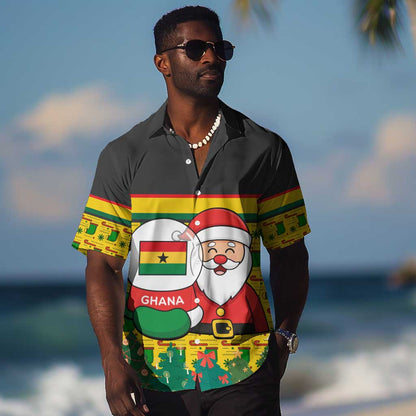 Ghana Christmas Hawaiian Shirt Santa Ornament National Coat of Arms and Festive - African Pride