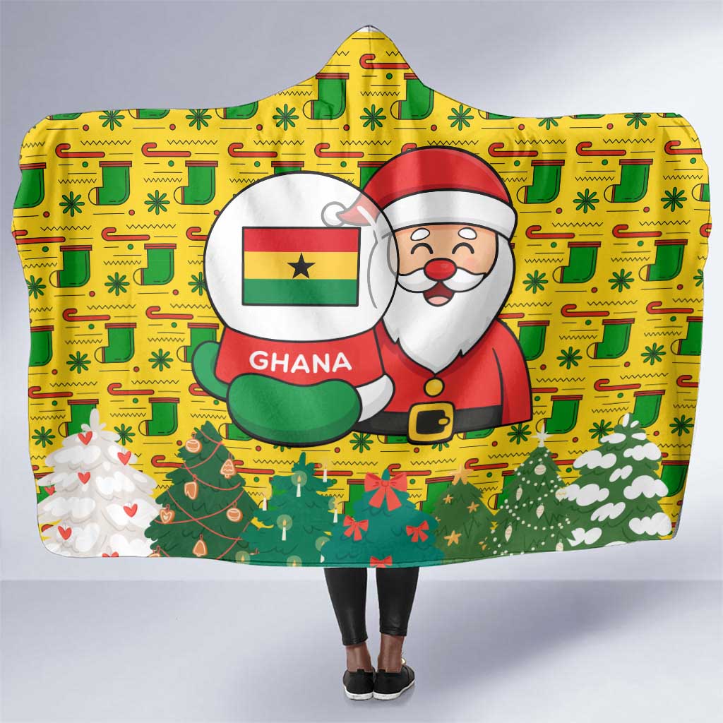 Ghana Christmas Hooded Blanket Santa Ornament National Coat of Arms and Festive - African Pride