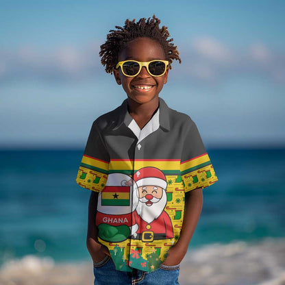 Ghana Christmas Kid Hawaiian Shirt Santa Ornament National Coat of Arms and Festive - African Pride