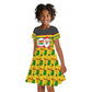 Ghana Christmas Kid Short Sleeve Dress Santa Ornament National Coat of Arms and Festive - African Pride