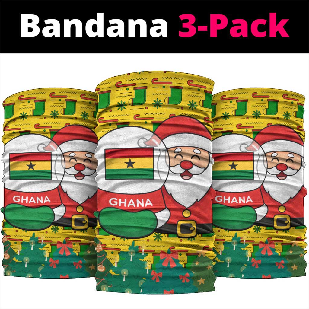 Ghana Christmas Neck Gaiter Santa Ornament National Coat of Arms and Festive - African Pride