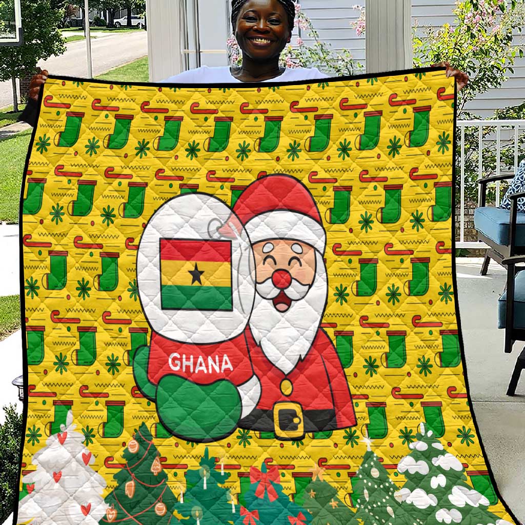 Ghana Christmas Quilt Santa Ornament National Coat of Arms and Festive - African Pride