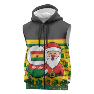 Ghana Christmas Sleeveless Zip Hoodie Santa Ornament National Coat of Arms and Festive - African Pride