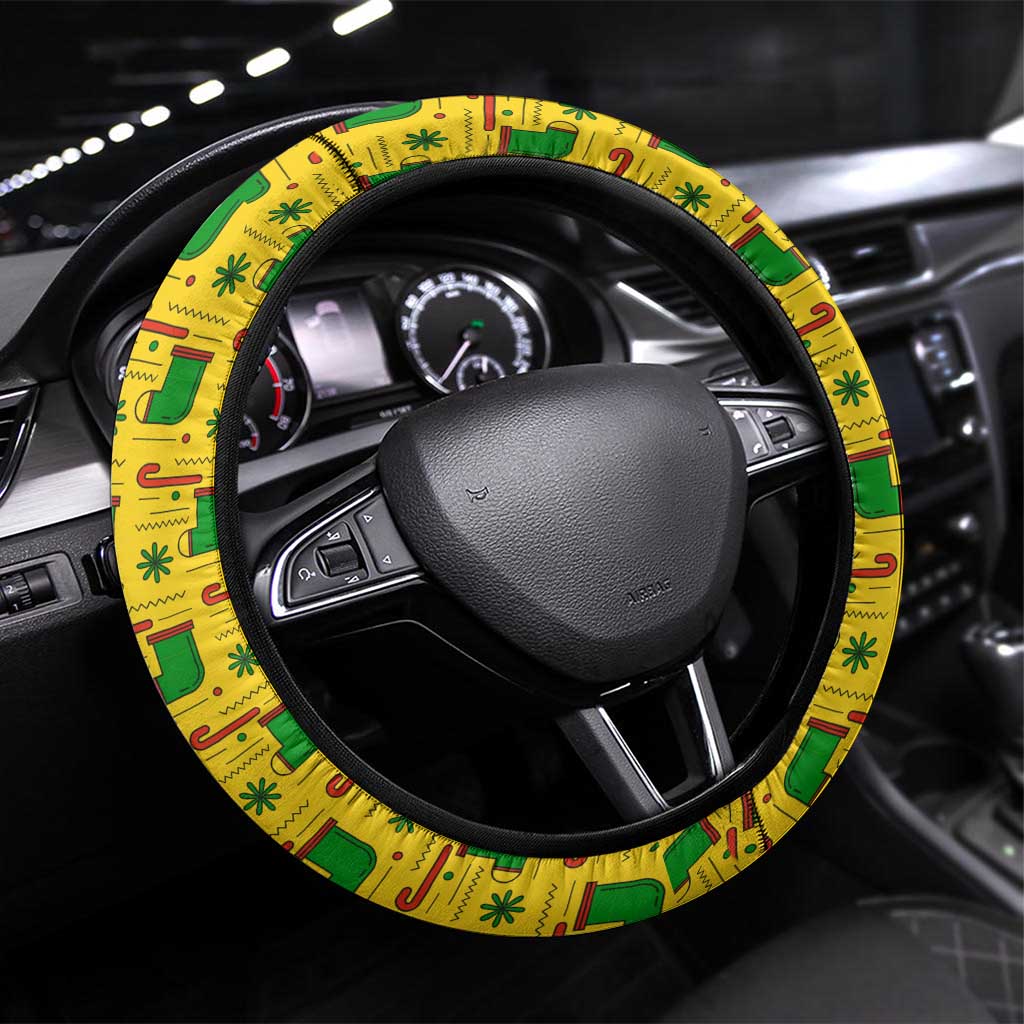 Ghana Christmas Steering Wheel Cover Santa Ornament National Coat of Arms and Festive - African Pride