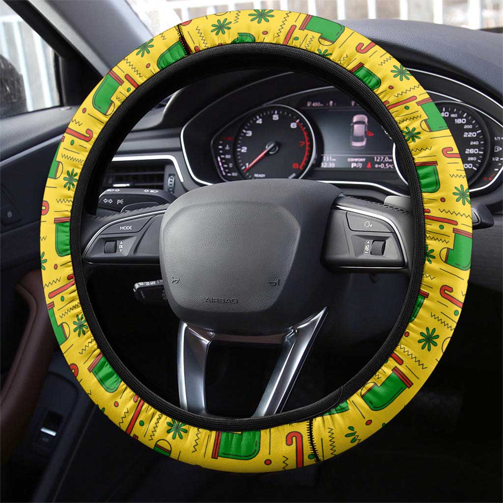 Ghana Christmas Steering Wheel Cover Santa Ornament National Coat of Arms and Festive - African Pride