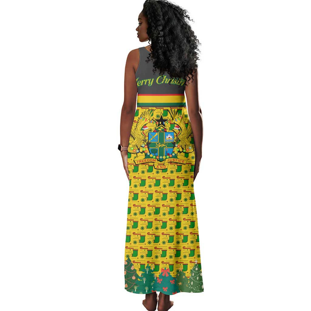 Ghana Christmas Tank Maxi Dress Santa Ornament National Coat of Arms and Festive - African Pride