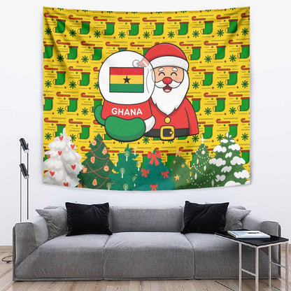 Ghana Christmas Tapestry Santa Ornament National Coat of Arms and Festive - African Pride