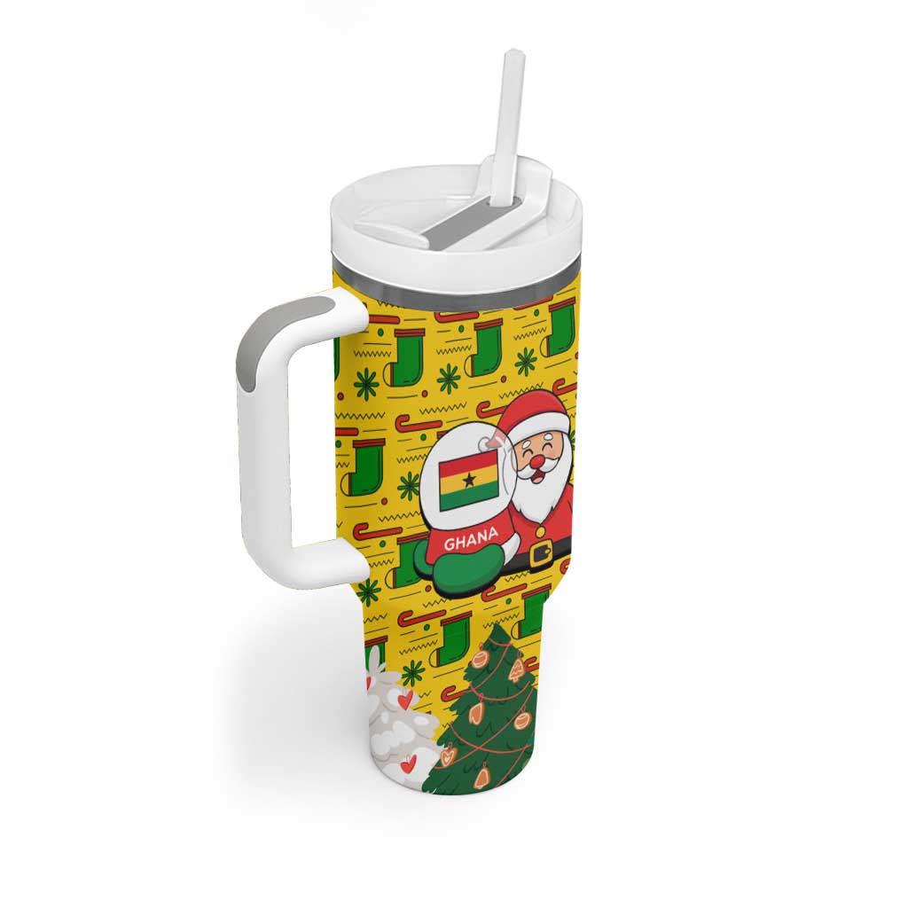 Ghana Christmas Tumbler With Handle Santa Ornament National Coat of Arms and Festive - African Pride