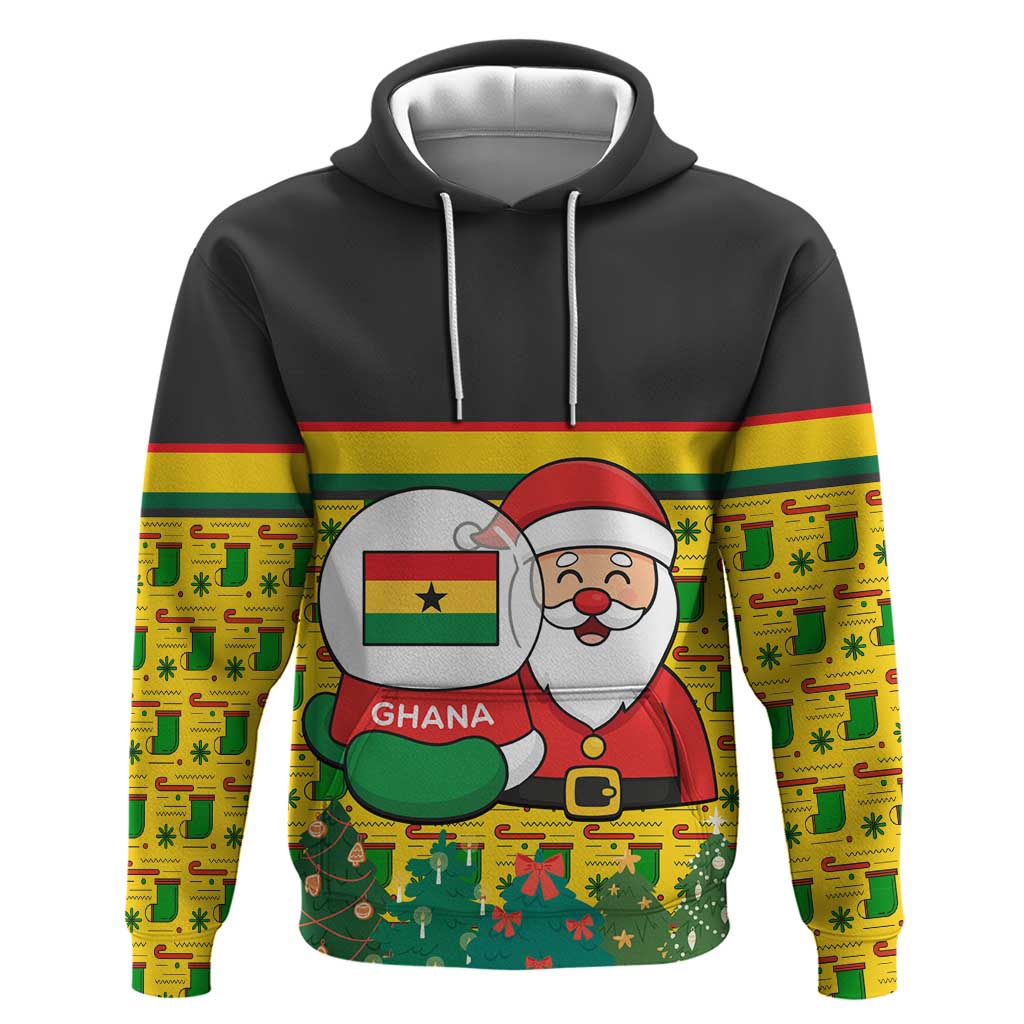 Ghana Christmas Zip Hoodie Santa Ornament National Coat of Arms and Festive - African Pride