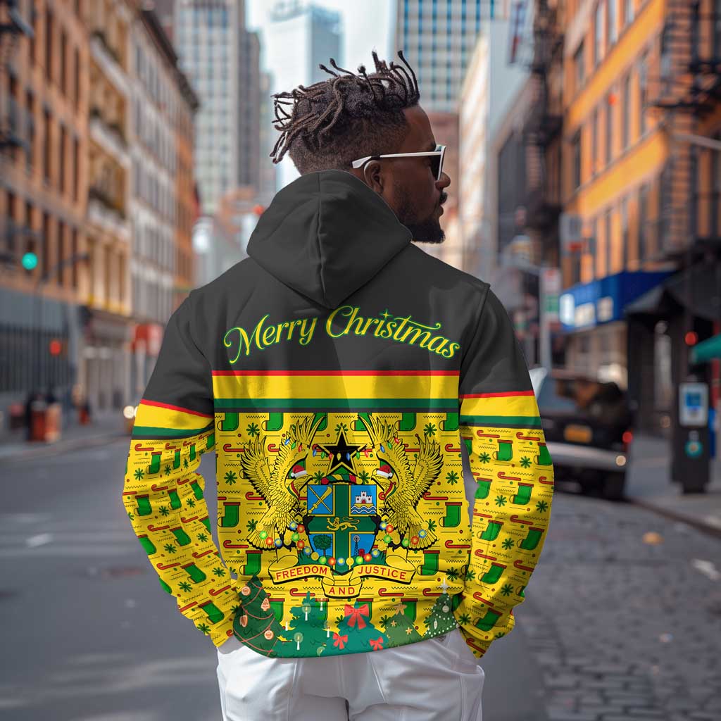 Ghana Christmas Zip Hoodie Santa Ornament National Coat of Arms and Festive - African Pride