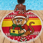 Ghana Christmas Beach Blanket Monkey Holding Gift Ghana Map and Festive - African Pride