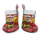 Ghana Christmas Stocking Monkey Holding Gift Ghana Map and Festive - African Pride