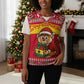 Ghana Christmas Knitted V-Neck Vest Monkey Holding Gift Ghana Map and Festive - African Pride