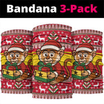 Ghana Christmas Neck Gaiter Monkey Holding Gift Ghana Map and Festive - African Pride