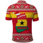 Ghana Christmas Polo Shirt Monkey Holding Gift Ghana Map and Festive - African Pride
