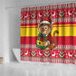Ghana Christmas Shower Curtain Monkey Holding Gift Ghana Map and Festive - African Pride