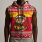 Ghana Christmas Sleeveless Zip Hoodie Monkey Holding Gift Ghana Map and Festive - African Pride