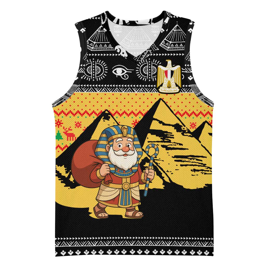 Egypt Christmas Basketball Jersey Pharaoh Santa Pyramids Eye of Horus and Ancient Egyptian TS04
