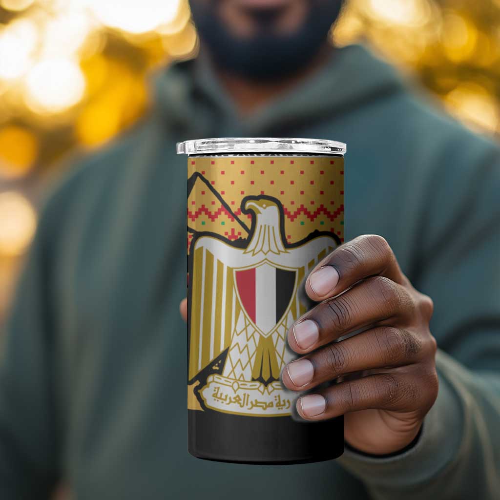 Egypt Christmas 4 in 1 Can Cooler Tumbler Pharaoh Santa Pyramids Eye of Horus and Ancient Egyptian - African Pride