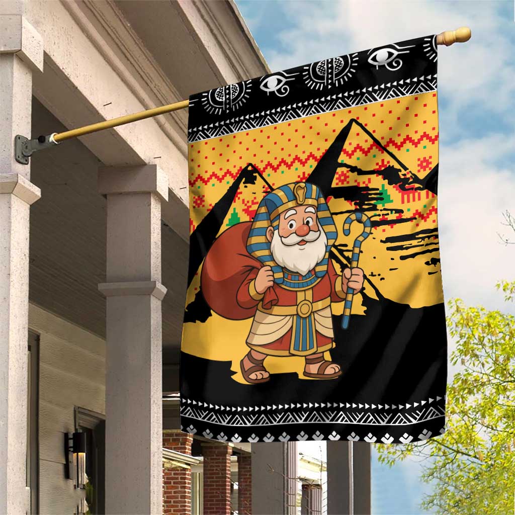 Egypt Christmas Garden Flag Pharaoh Santa Pyramids Eye of Horus and Ancient Egyptian - African Pride
