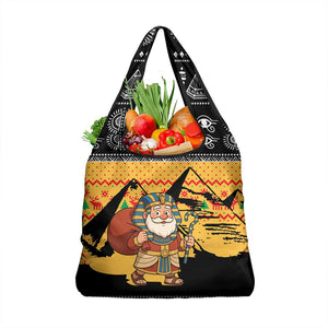 Egypt Christmas Grocery Bag Pharaoh Santa Pyramids Eye of Horus and Ancient Egyptian - African Pride
