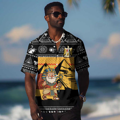 Egypt Christmas Hawaiian Shirt Pharaoh Santa Pyramids Eye of Horus and Ancient Egyptian - African Pride