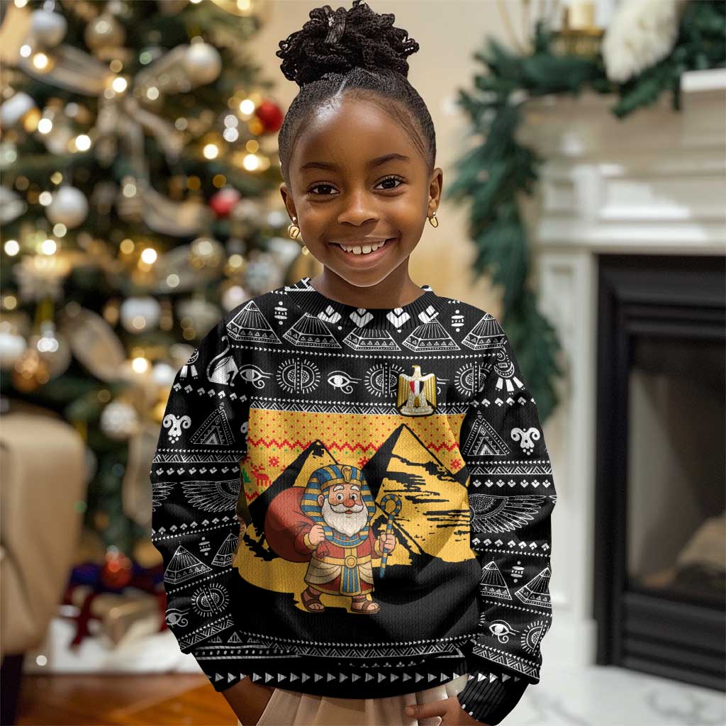 Egypt Christmas Kid Ugly Christmas Sweater Pharaoh Santa Pyramids Eye of Horus and Ancient Egyptian - African Pride