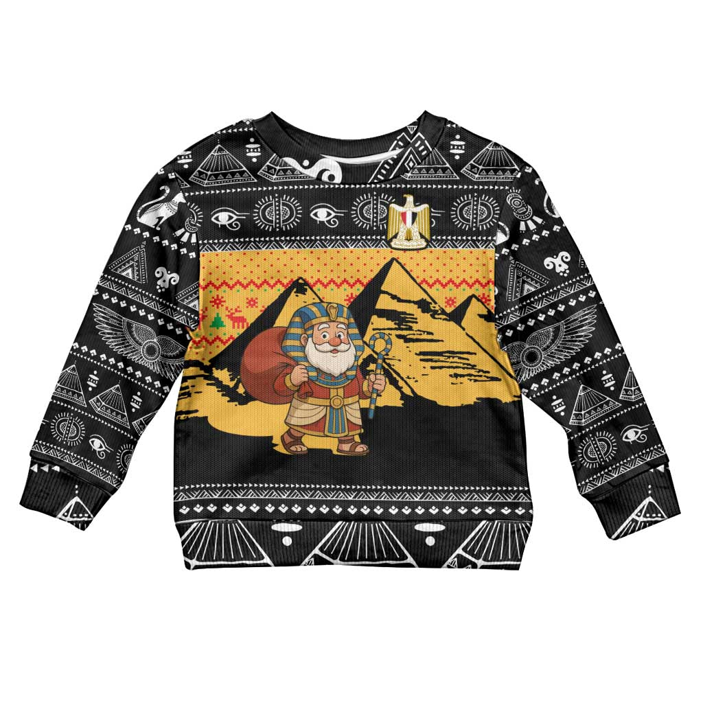 Egypt Christmas Kid Ugly Christmas Sweater Pharaoh Santa Pyramids Eye of Horus and Ancient Egyptian - African Pride