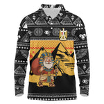 Egypt Christmas Long Sleeve Polo Shirt Pharaoh Santa Pyramids Eye of Horus and Ancient Egyptian - African Pride