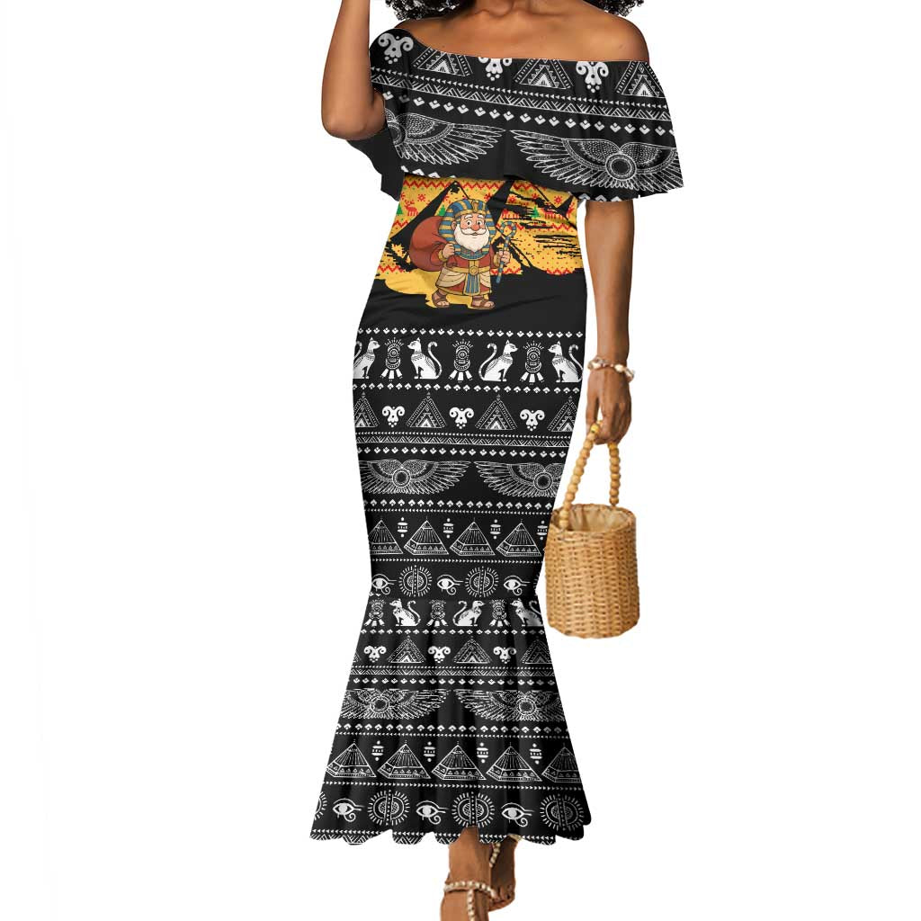 Egypt Christmas Mermaid Dress Pharaoh Santa Pyramids Eye of Horus and Ancient Egyptian - African Pride